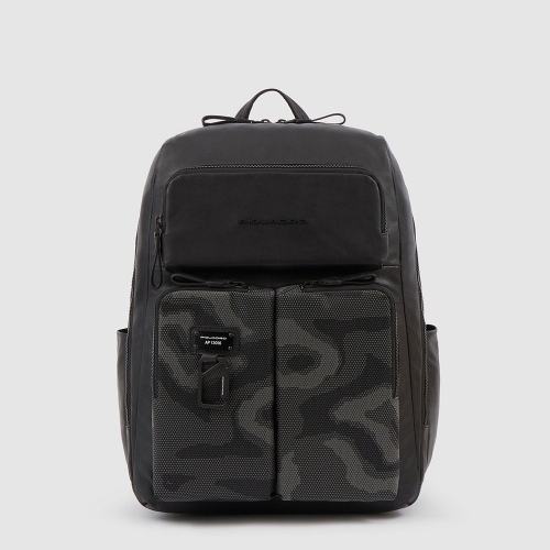 Кожаный рюкзак Piquadro CA3349APS/NCAM мужской черный камуфляж Harper 42 x 31 x 20 см
