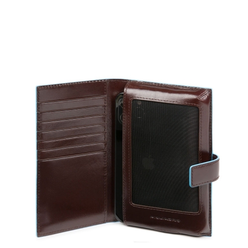 Вертикальное портмоне с отсеком для телефона Piquadro AC5635B2R/MO коричневое Blue Square 16,5 x 9,5 x 1,5 см