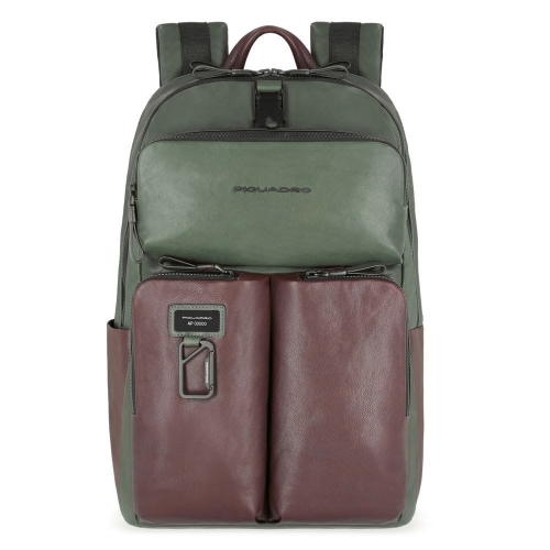 Кожаный рюкзак Piquadro CA5676AP/VETM мужской зелено-коричневый Harper 42 x 29 x 18 см