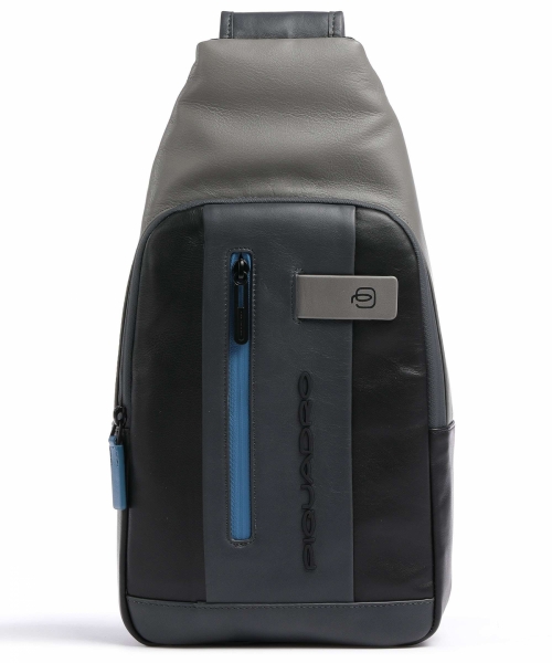 Рюкзак с одной лямкой Piquadro CA4536UB00/NGR кожаный серо-черный Urban 38,5 x 20 x 7 см