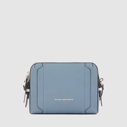 Женская сумка через плечо Piquadro BD4870W92/AVGR кожаная серо-голубая Circle 23 x 17,5 x 9,5 см