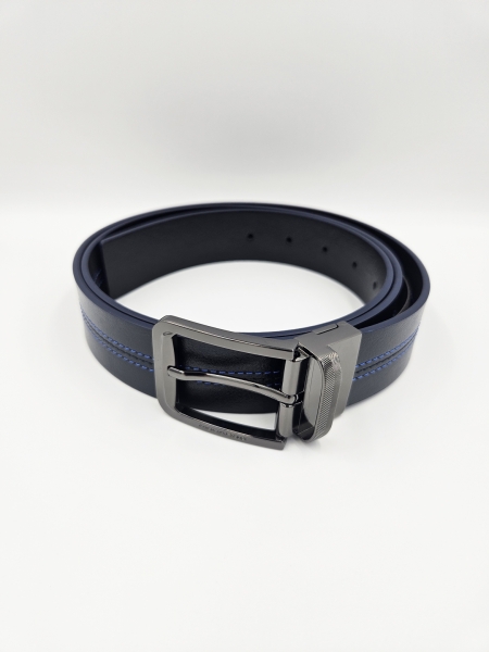 Ремень Piquadro CU6742B2/BLUN мужской двусторонний черный/синий Blue Square 125 х 3,5 см