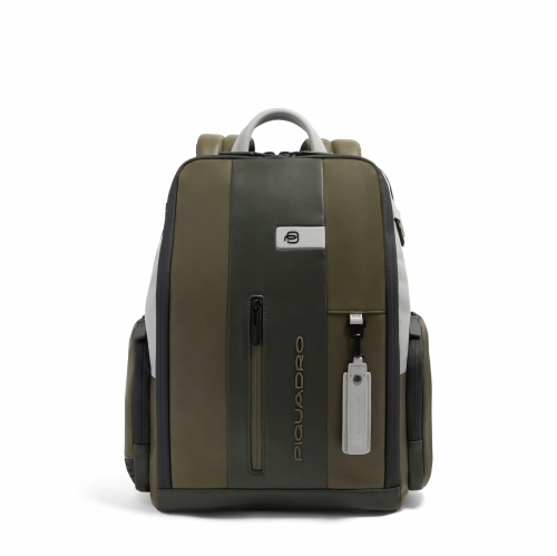 Кожаный рюкзак Piquadro Urban CA7164UB00/VEGR для ноутбука 14 дюймов, зеленый/серый40 × 32 × 15 см