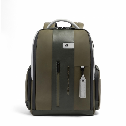 Дорожный кожаный рюкзак Piquadro Urban CA7165UB00/VEGR для ноутбука 15,6 дюйма, зеленый/серый43 × 36 × 16 см